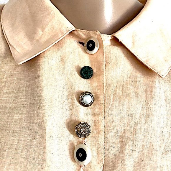 Esprit Blush Pink Linen Fitted Button Up Shirt - Picture 8 of 8